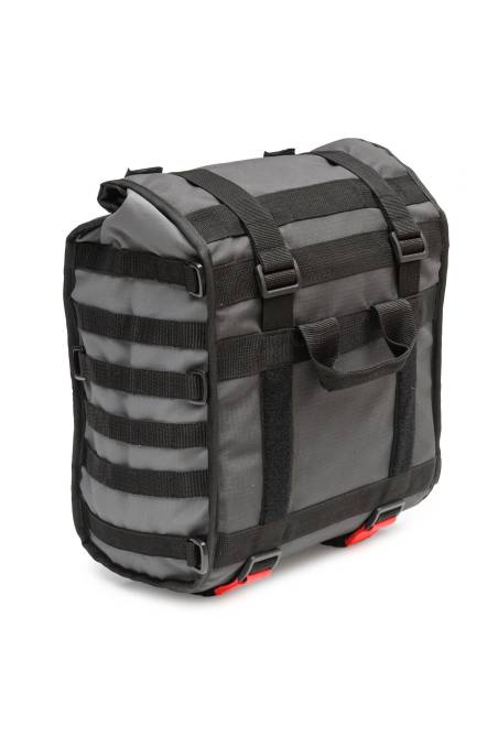Rear view of Turkana Gear HippoHips 30L Saddlebags Hybrid Plate Mounted Panniers Adventure back view all round protection