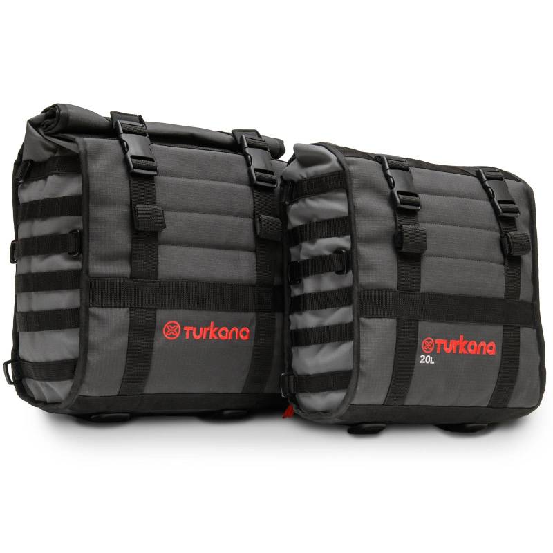 Turkana Gear HippoHips 20L and 30L Saddlebags Hybrid Panniers Adventure Side view MOLLE PALS