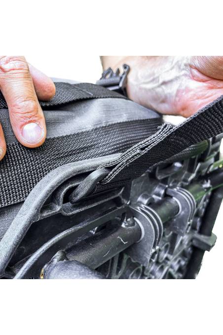 TurkanaGear HippoHip Hard Plate fitted with the Hybrid saddlebag. Quick release fit removal saddlebags