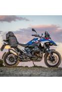 BMW1300GS MadMules rackless and TrekBags waterproof motorcycle soft panniers