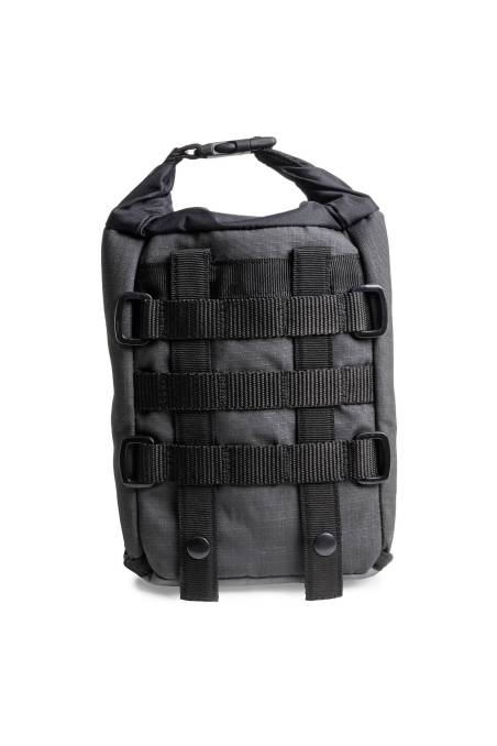 Turkana gear Bushbaby 3L adventure enduro roll top pouch with MOLLE straps to be used on motorcycle soft luggage systems.
