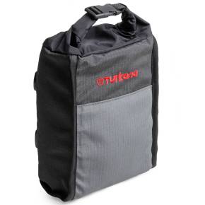 Turkana gear Bushbaby 3L roll top pouch with MOLLE straps to be used on motorcycle soft luggage systems.