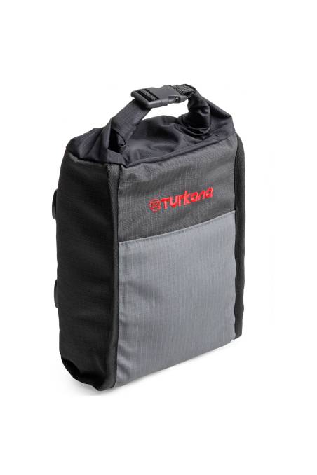 Turkana gear Bushbaby 3L roll top pouch with MOLLE straps to be used on motorcycle soft luggage systems.