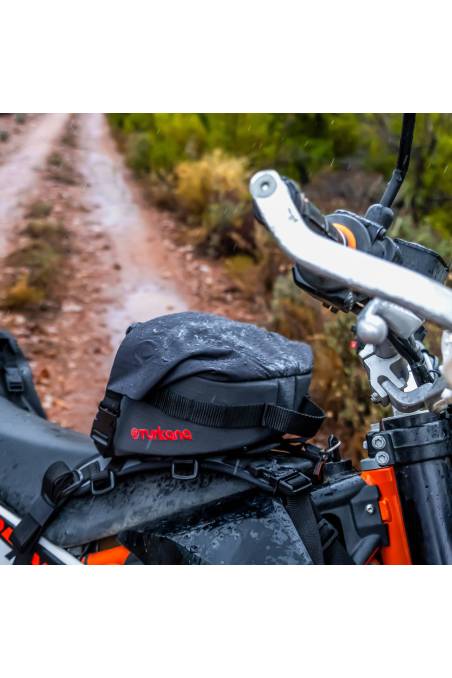 Bullfrog 5L modular roll top tankbag enduro adventure motorbikes. Easy quick fit release waterproof hardcore riding storage.